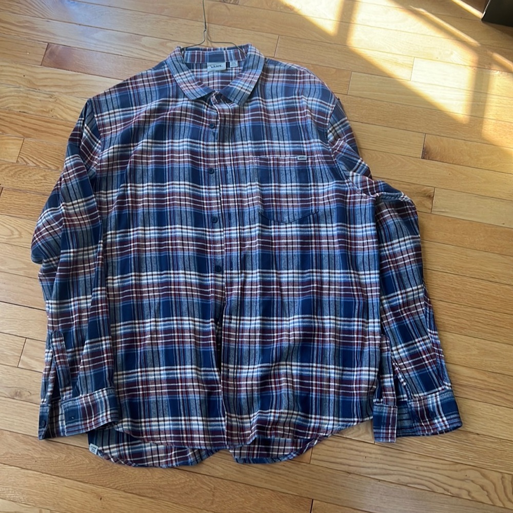 Vans Off the wall blue and red lightweight cotton flannel in XXL